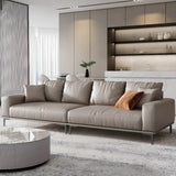 Living Room Grey Tear Resistant Nappa	Leather Sofa Image - 3