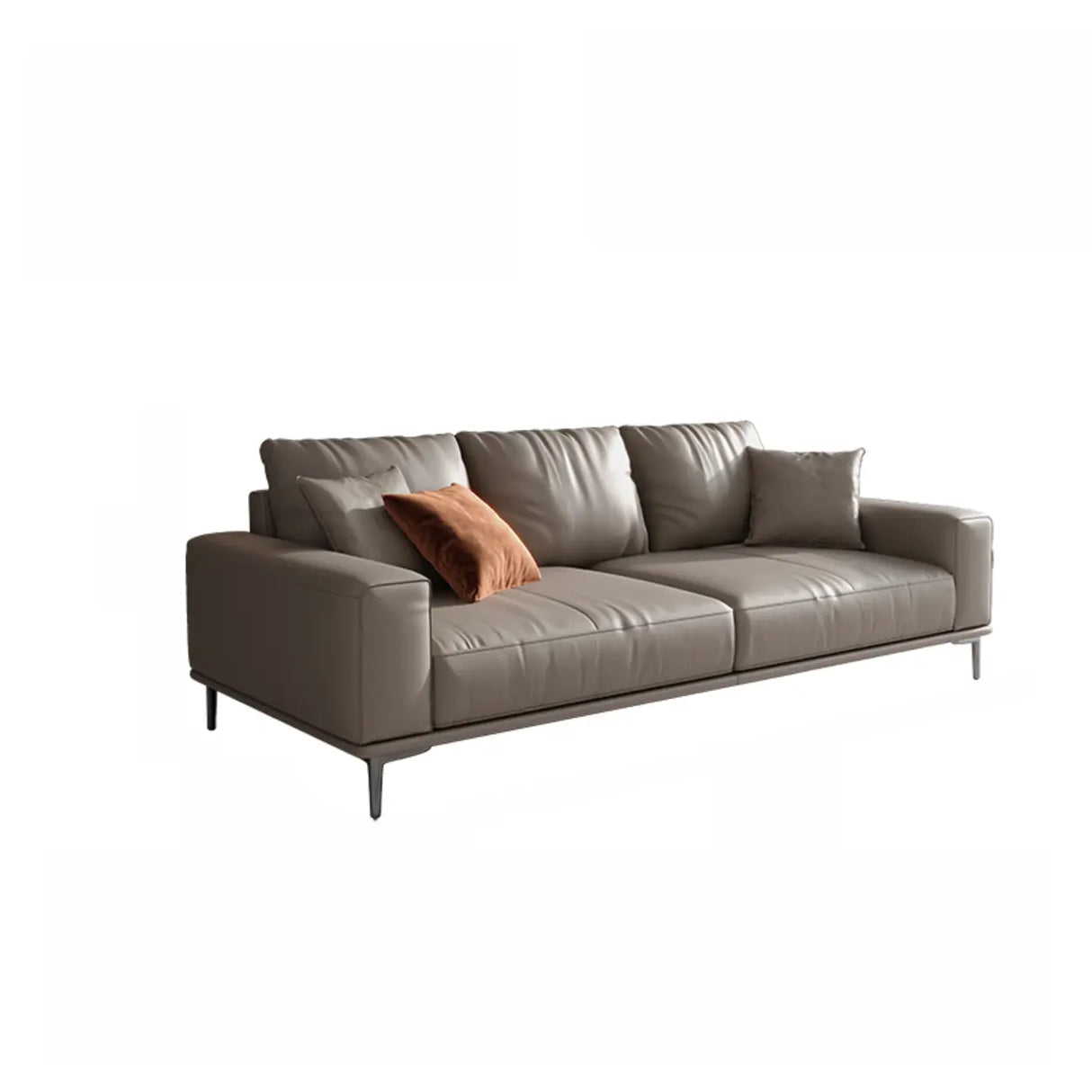 Living Room Grey Tear Resistant Nappa	Leather Sofa Image - 5