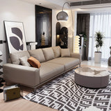 Living Room Grey Tear Resistant Nappa	Leather Sofa Image - 6