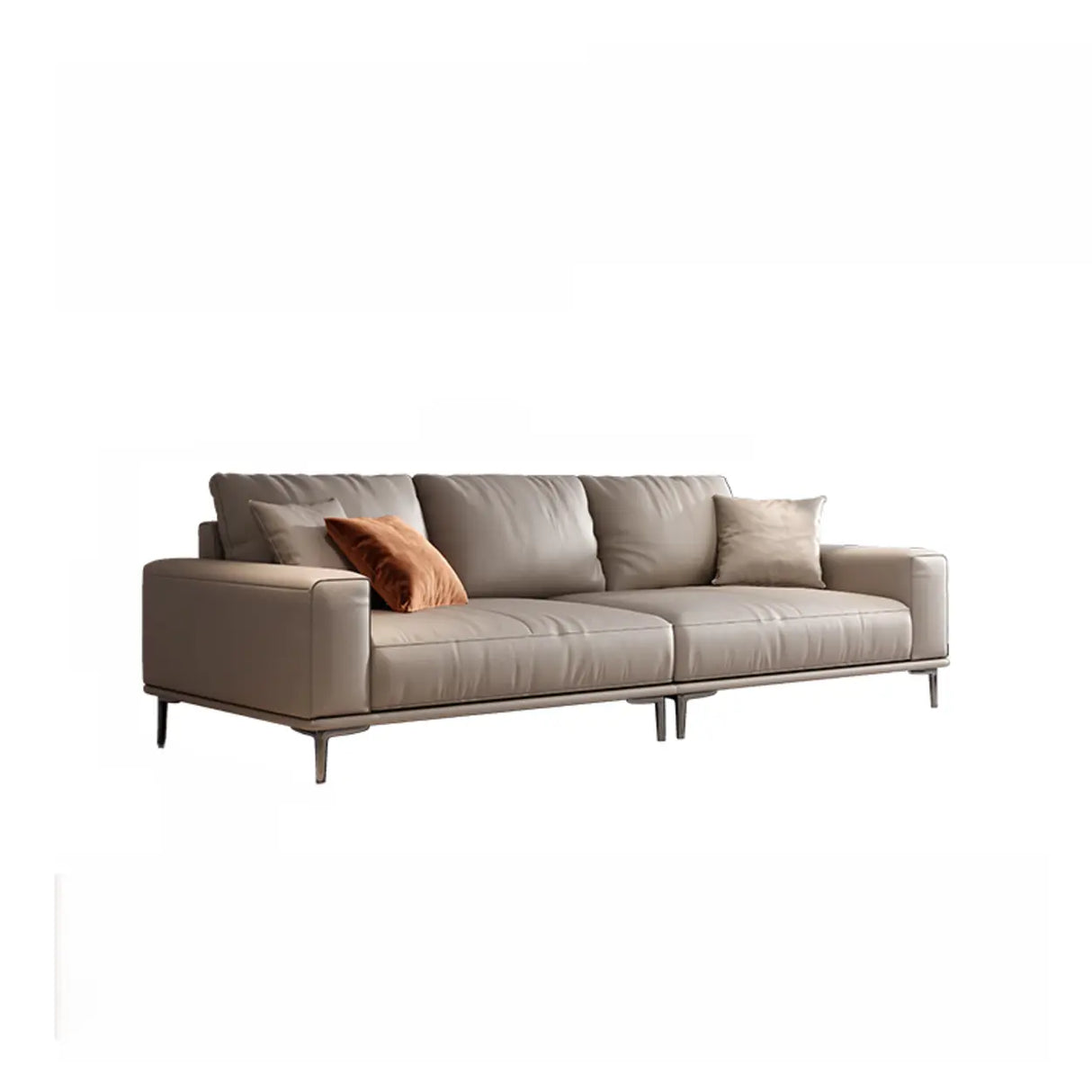 Living Room Grey Tear Resistant Nappa	Leather Sofa Image - 7