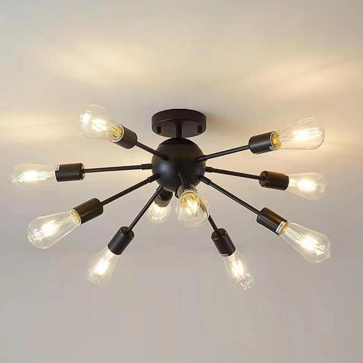 Living Room Industrial Semi-Flush Mount Light 10-Light Image - 10