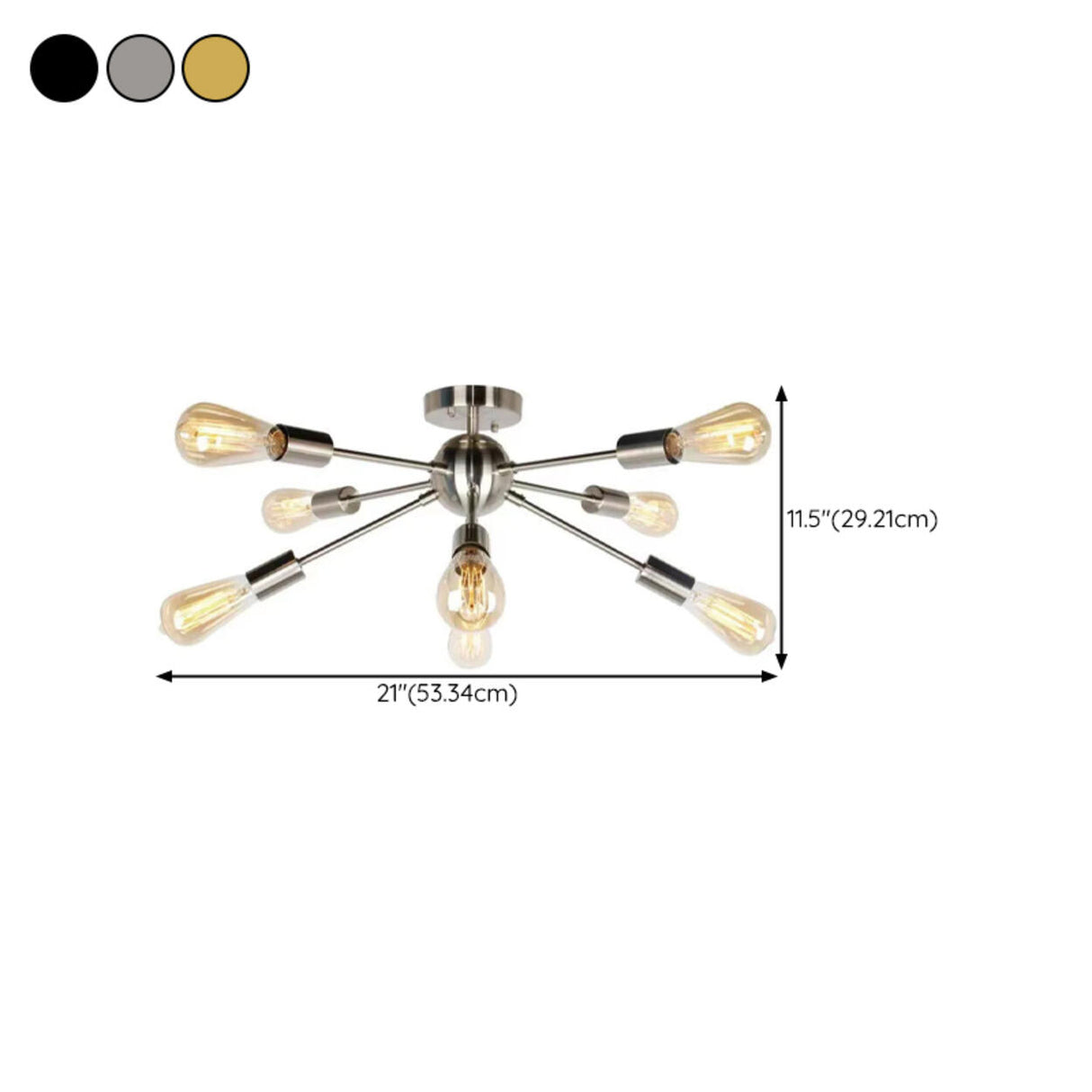 Living Room Industrial Semi-Flush Mount Light 10-Light 
