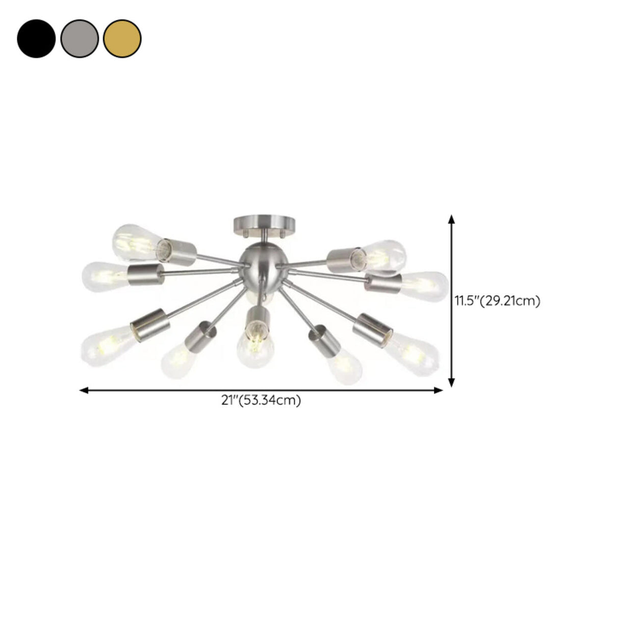 Living Room Industrial Semi-Flush Mount Light 10-Light Image - 15