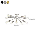 Living Room Industrial Semi-Flush Mount Light 10-Light Image - 15