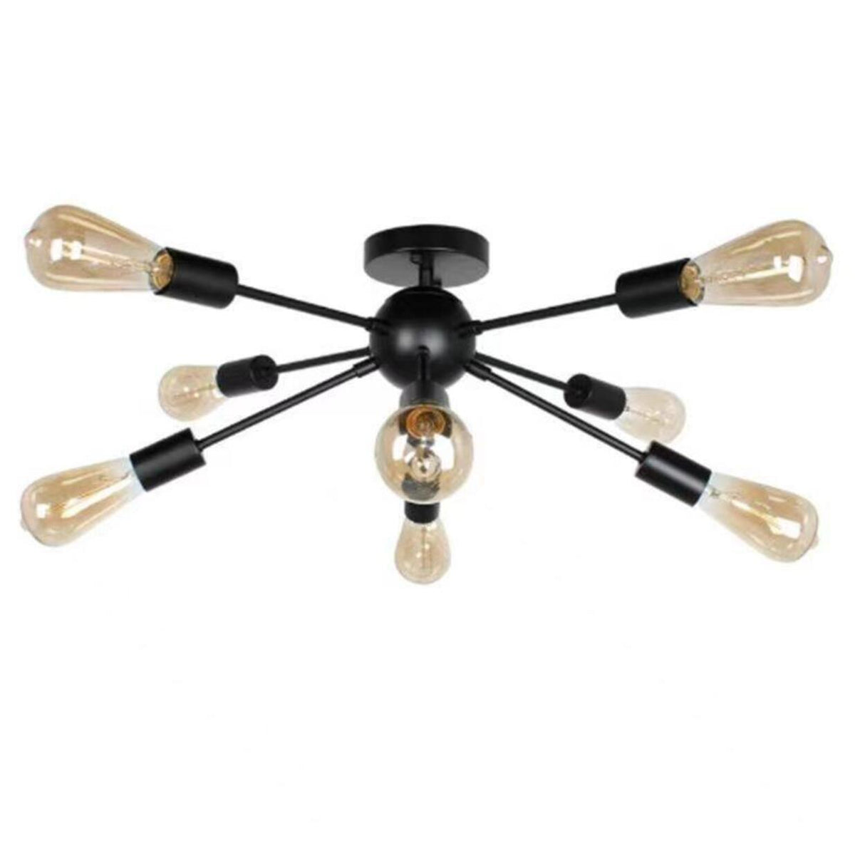 Living Room Industrial Semi-Flush Mount Light 10-Light Image - 6