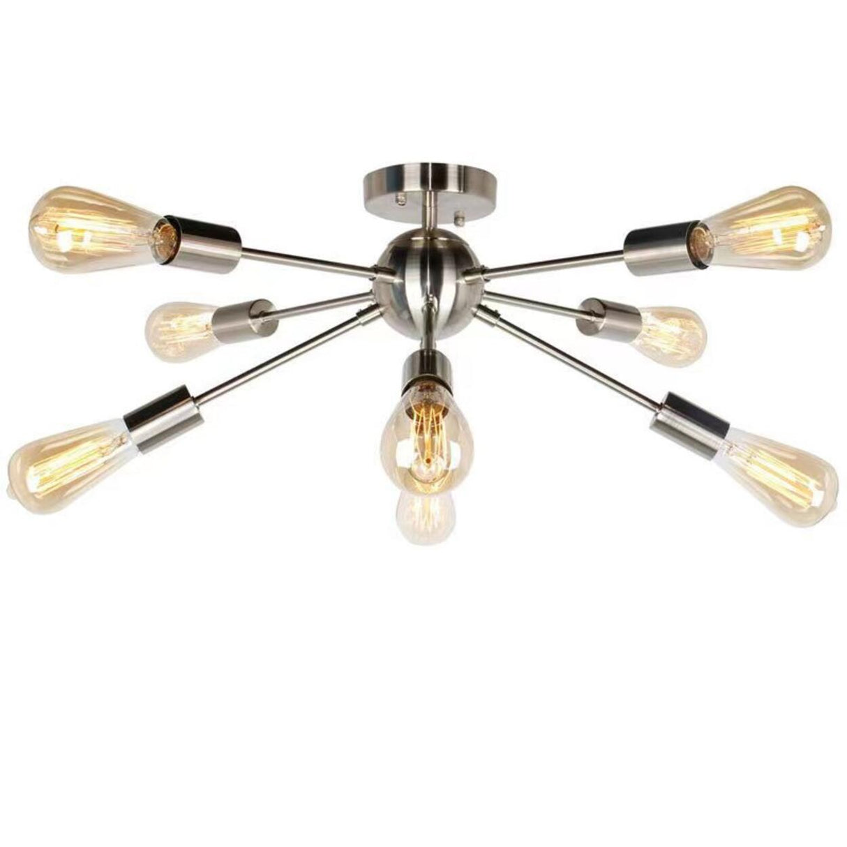 Living Room Industrial Semi-Flush Mount Light 10-Light Image - 7