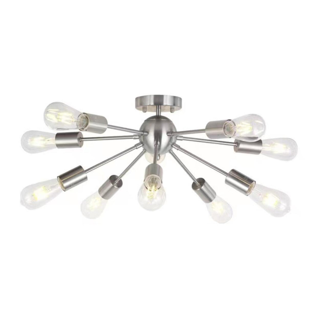 Living Room Industrial Semi-Flush Mount Light 10-Light Image - 8