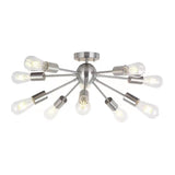 Living Room Industrial Semi-Flush Mount Light 10-Light Image - 8