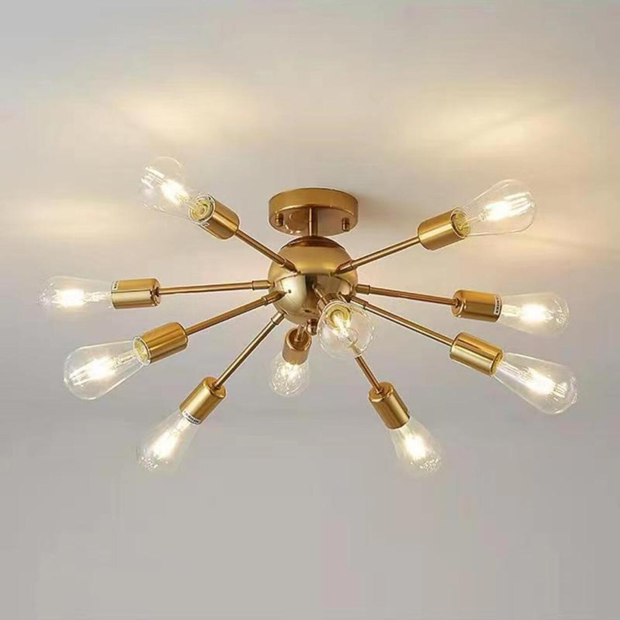 Living Room Industrial Semi-Flush Mount Light 10-Light Image - 9
