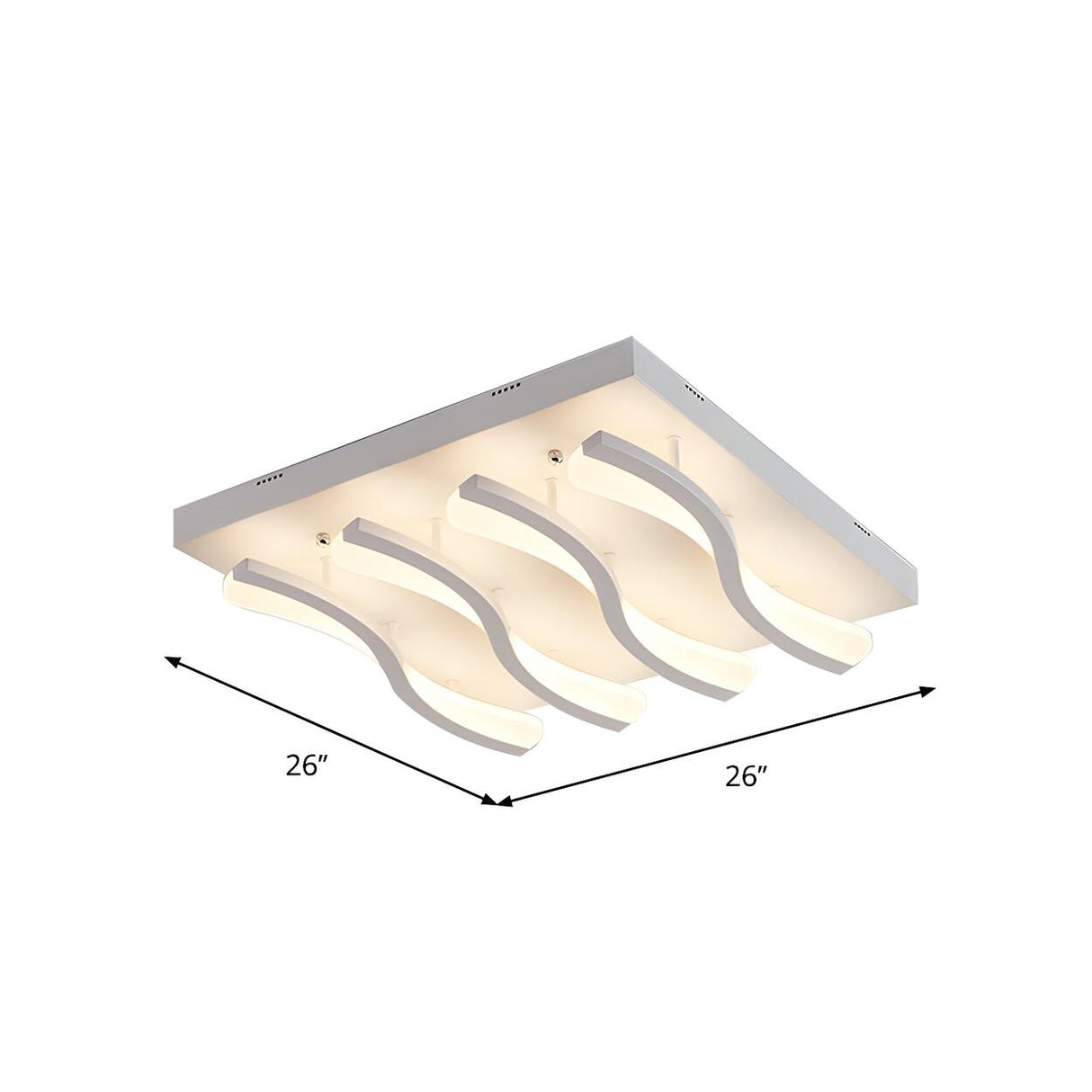 Living Room Large Rectangle Wavy LED Flush Mount Light Image - 14
