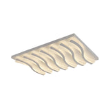 Living Room Large Rectangle Wavy LED Flush Mount Light Image - 8