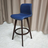 Living Room Leather Saddle Seat Backrest Wood Bar Stool Image - 13