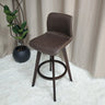 Living Room Leather Saddle Seat Backrest Wood Bar Stool Image - 17