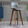 Living Room Leather Saddle Seat Backrest Wood Bar Stool Image - 18