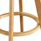 Living Room Leather Saddle Seat Backrest Wood Bar Stool Image - 10