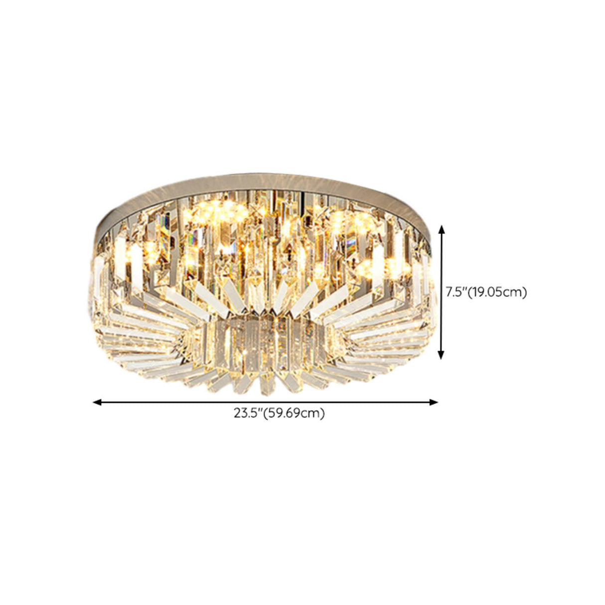 Living Room Luxury Crystal Bars Round Flush Mount Light Image - 16