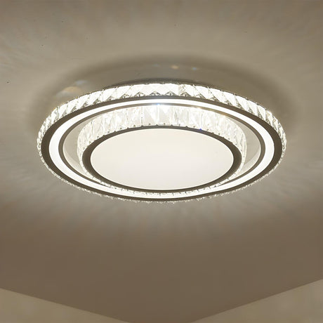 Living Room Luxury Crystal Circle Flush Mount Light Image - 2
