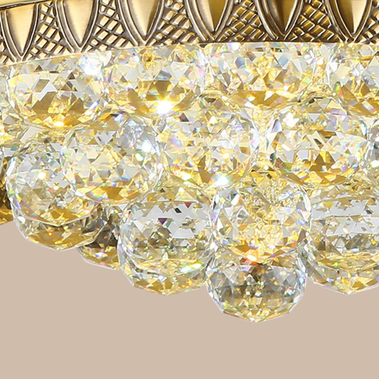 Living Room Luxury Gold Lotus Semi-Flush Mount Light Image - 11