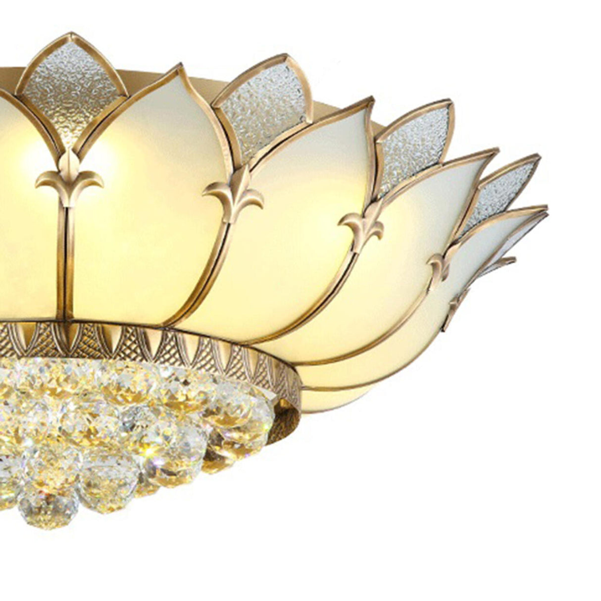 Living Room Luxury Gold Lotus Semi-Flush Mount Light Image - 13