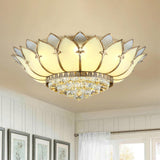 Living Room Luxury Gold Lotus Semi-Flush Mount Light Image - 14