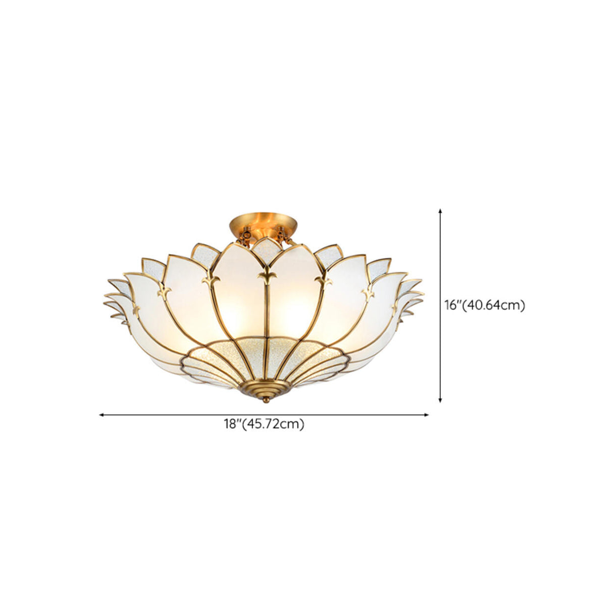Living Room Luxury Gold Lotus Semi-Flush Mount Light 