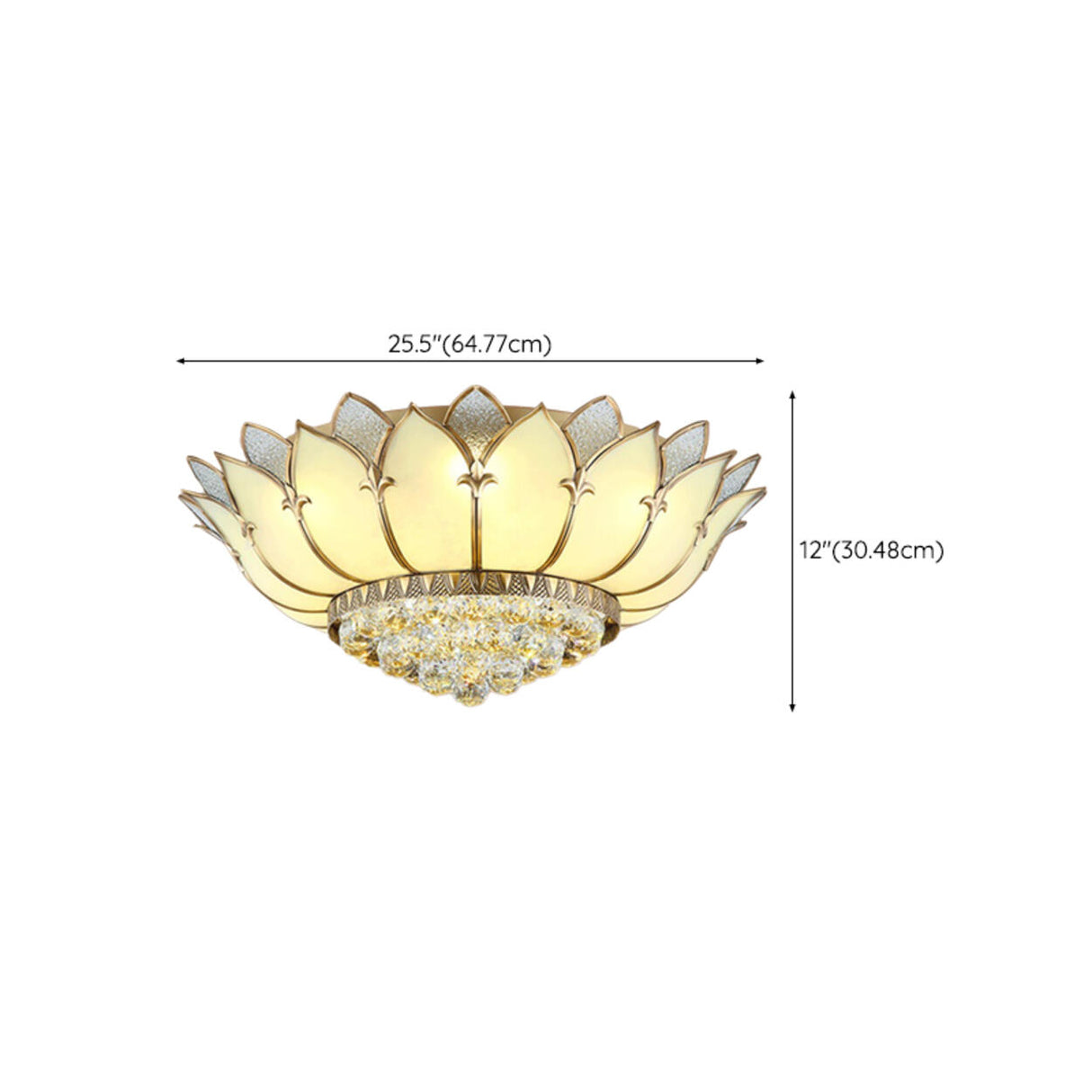 Living Room Luxury Gold Lotus Semi-Flush Mount Light Image - 18