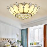 Living Room Luxury Gold Lotus Semi-Flush Mount Light Image - 2