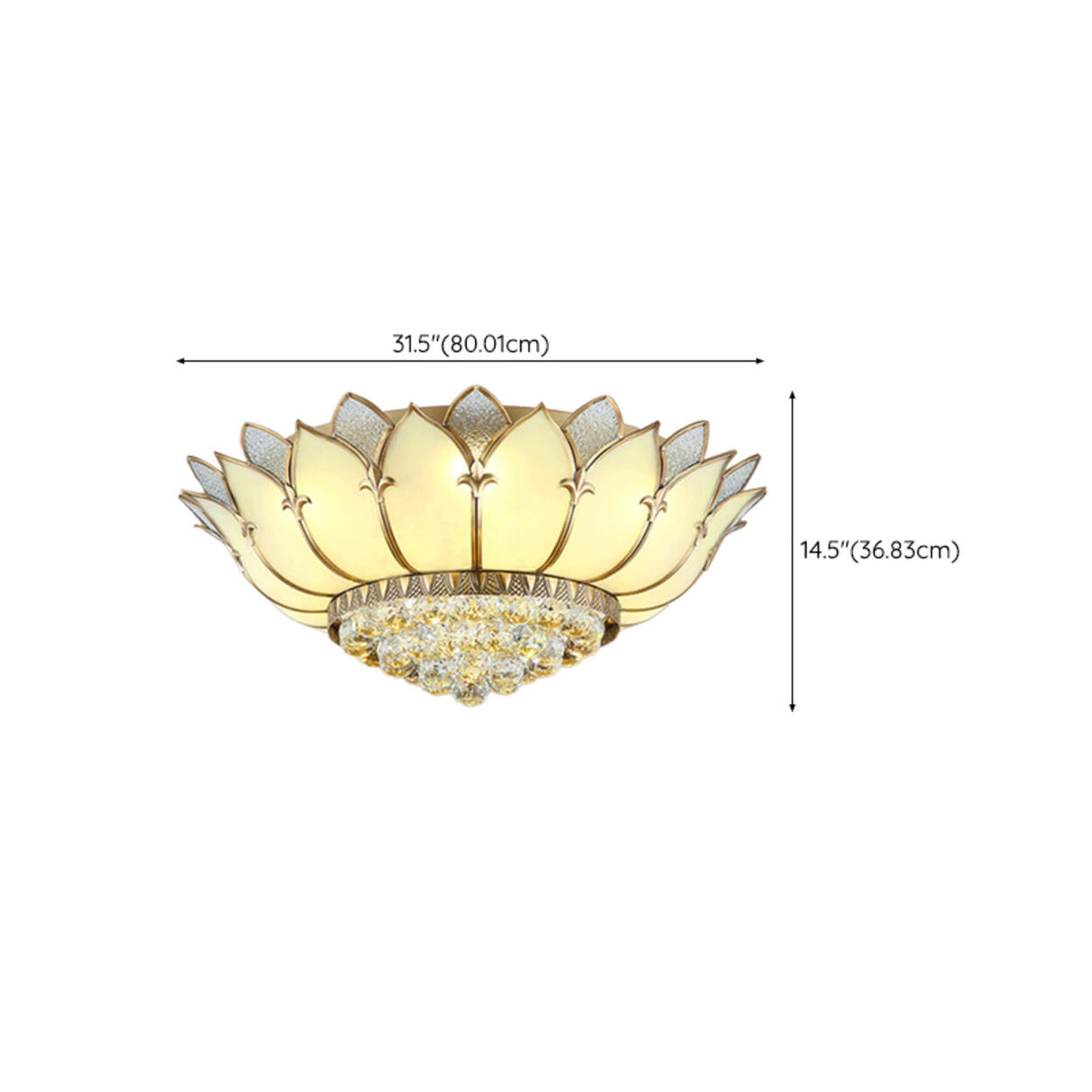 Living Room Luxury Gold Lotus Semi-Flush Mount Light Image - 20