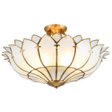 Living Room Luxury Gold Lotus Semi-Flush Mount Light Image - 5