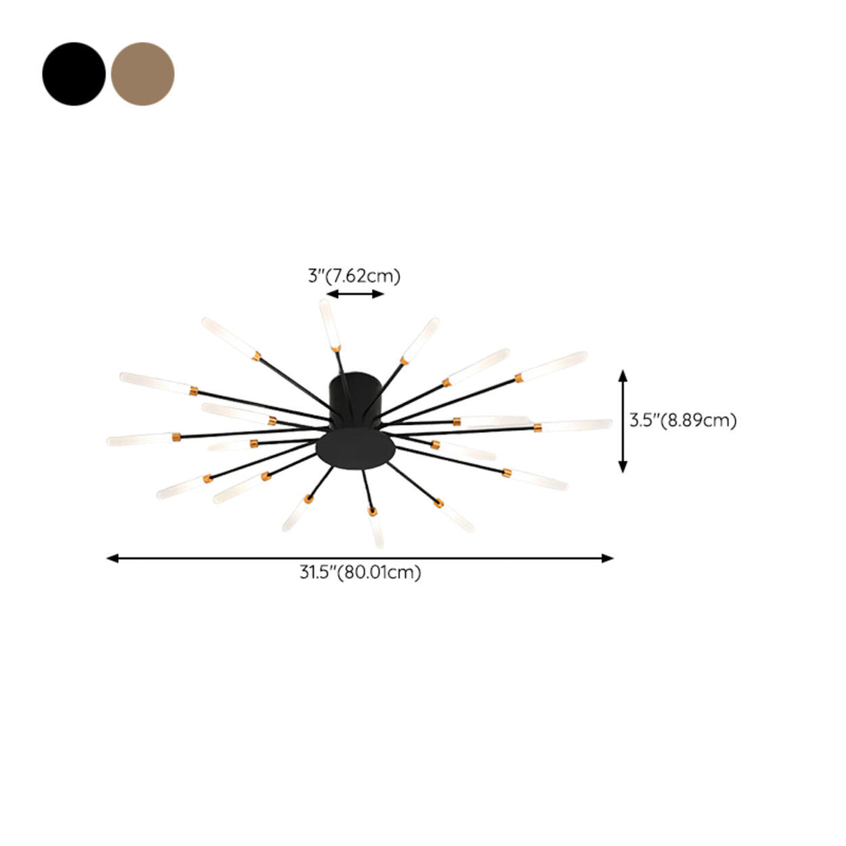 Living Room Modern Starburst Semi-Flush Mount Light 
