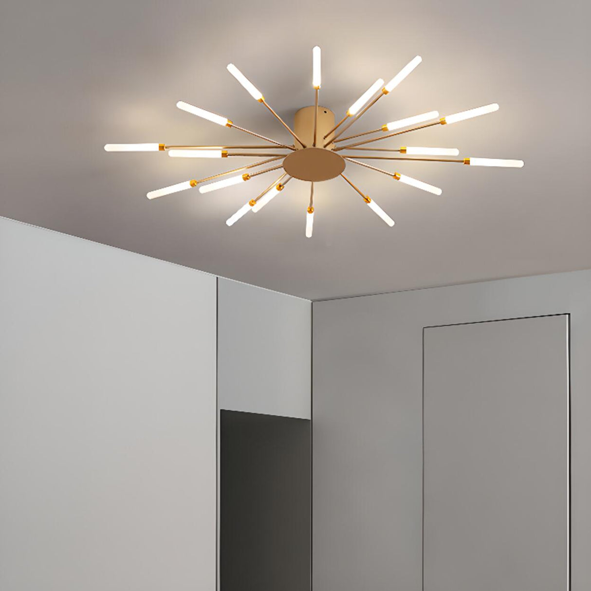 Living Room Modern Starburst Semi-Flush Mount Light Image - 4