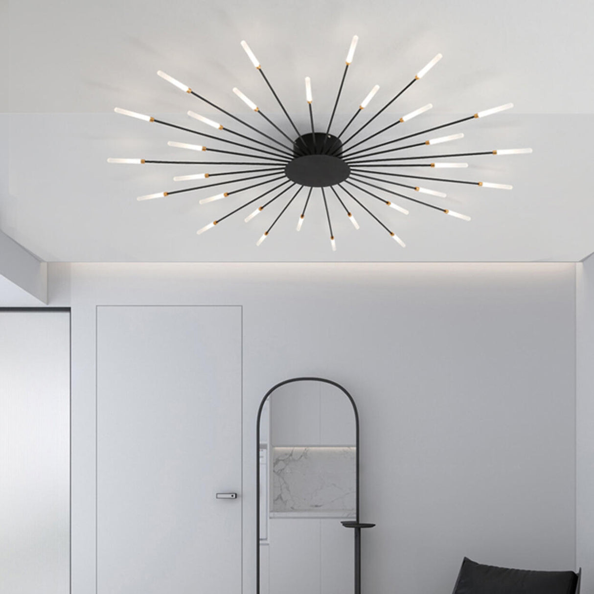 Living Room Modern Starburst Semi-Flush Mount Light Image - 8