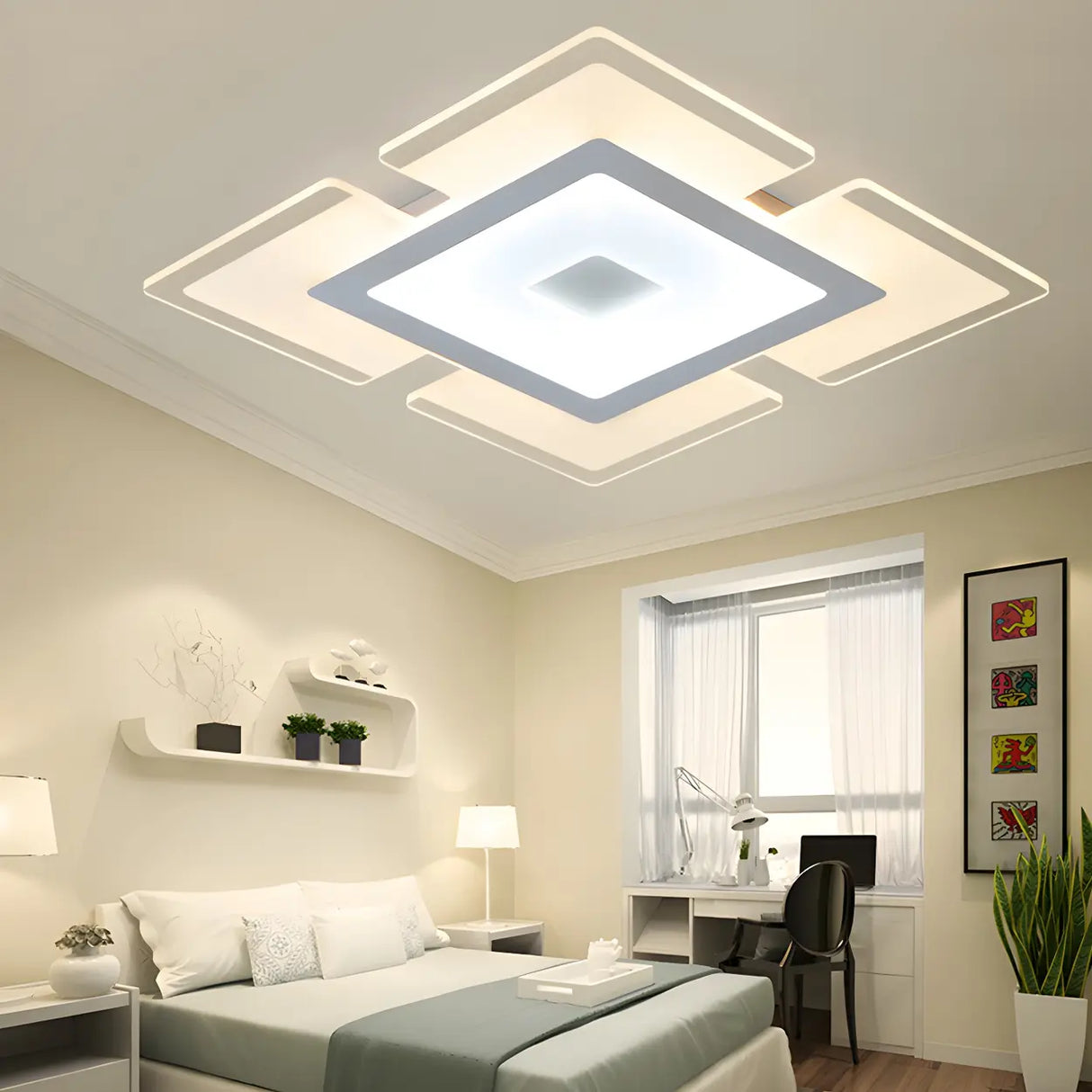 Living Room Modish Rectangular LED Flush Mount Light Image - 11