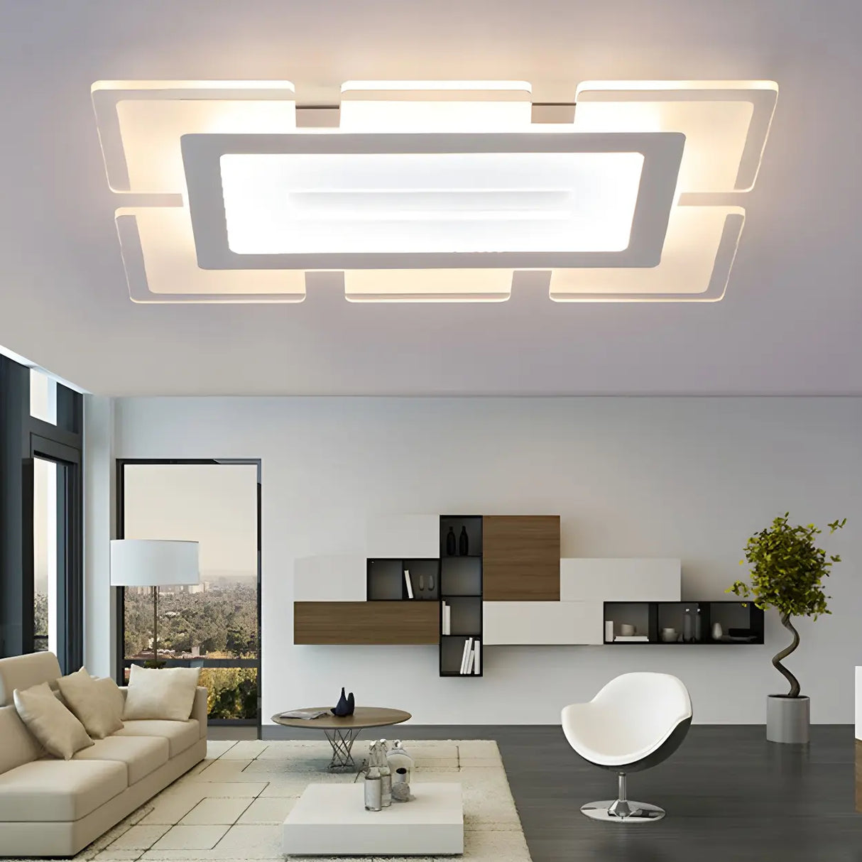 Living Room Modish Rectangular LED Flush Mount Light Image - 3
