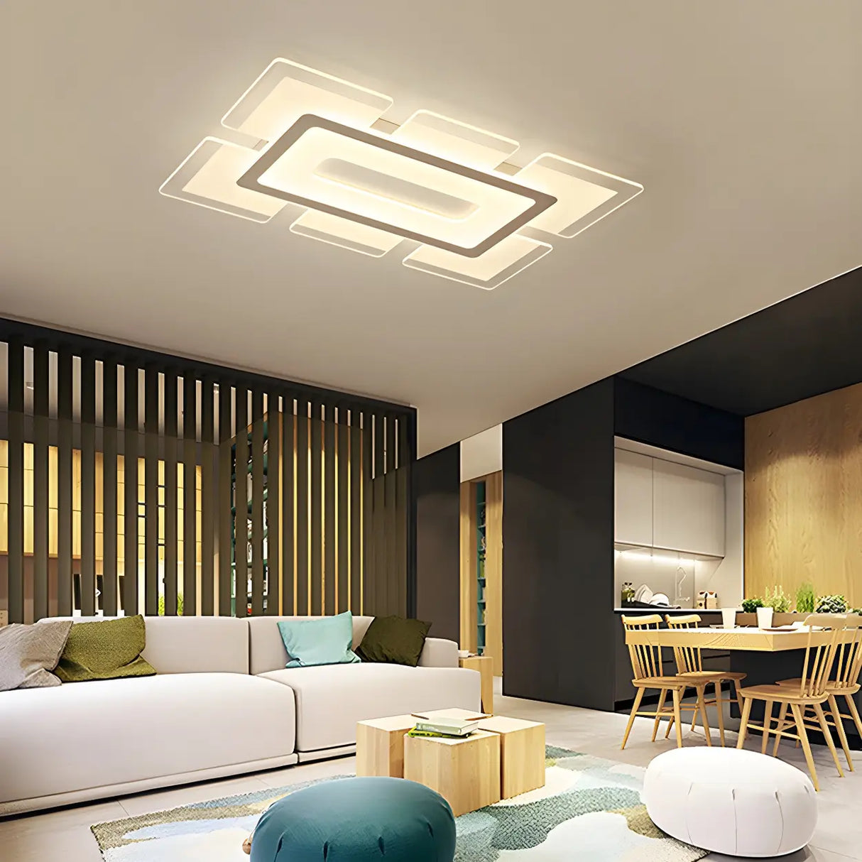 Living Room Modish Rectangular LED Flush Mount Light Image - 5