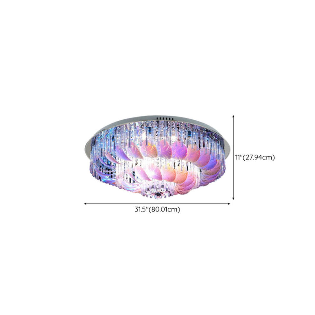 Living Room Mystic Ocean Blue Crystal Flush Mount Light 