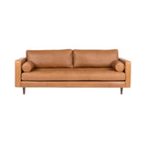 Living Room Orange Leather Reception Sofa with Arms Image - 2