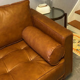 Living Room Orange Leather Reception Sofa with Arms Image - 4