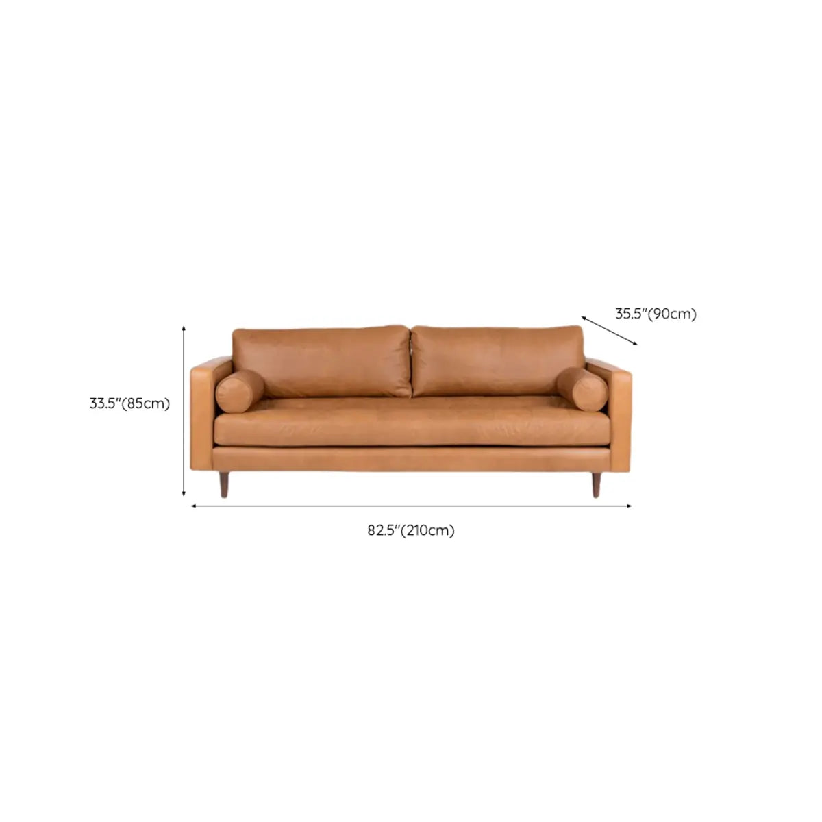Living Room Orange Leather Reception Sofa with Arms Image - 7