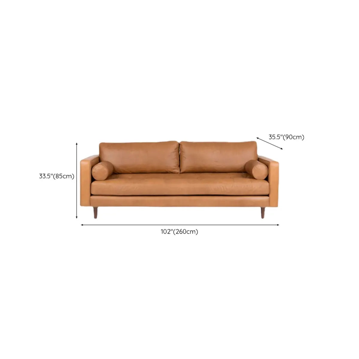 Living Room Orange Leather Reception Sofa with Arms Image - 8
