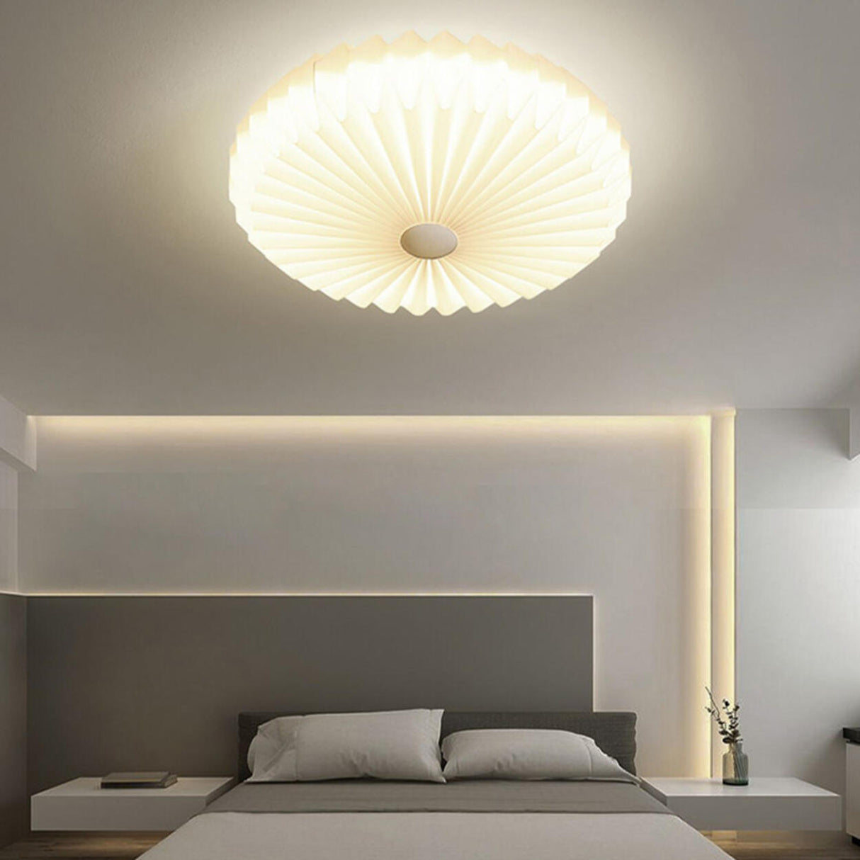 Living Room Pleated Drum Flush Mount Ceiling Light  Image - 8