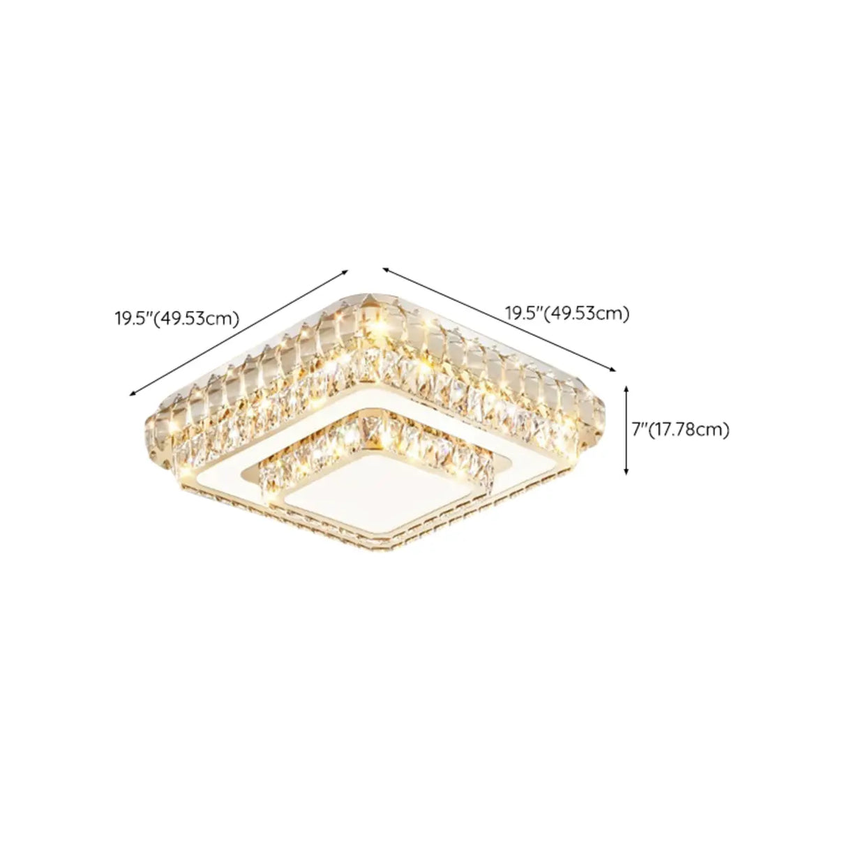 Living Room Rectangular Crystal LED Flush Mount Light 