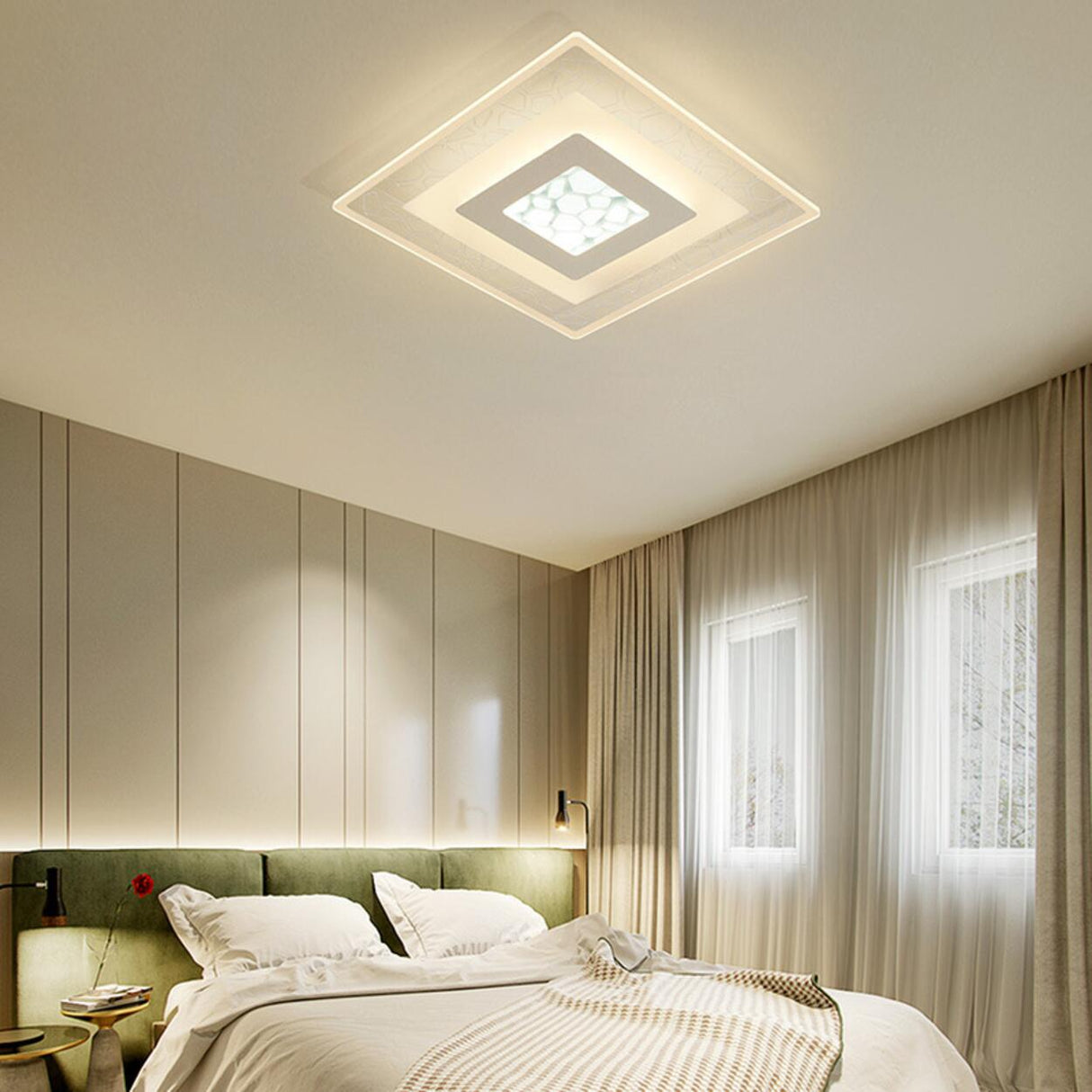 Living Room Rectangular White LED Flush Mount Light Image - 4