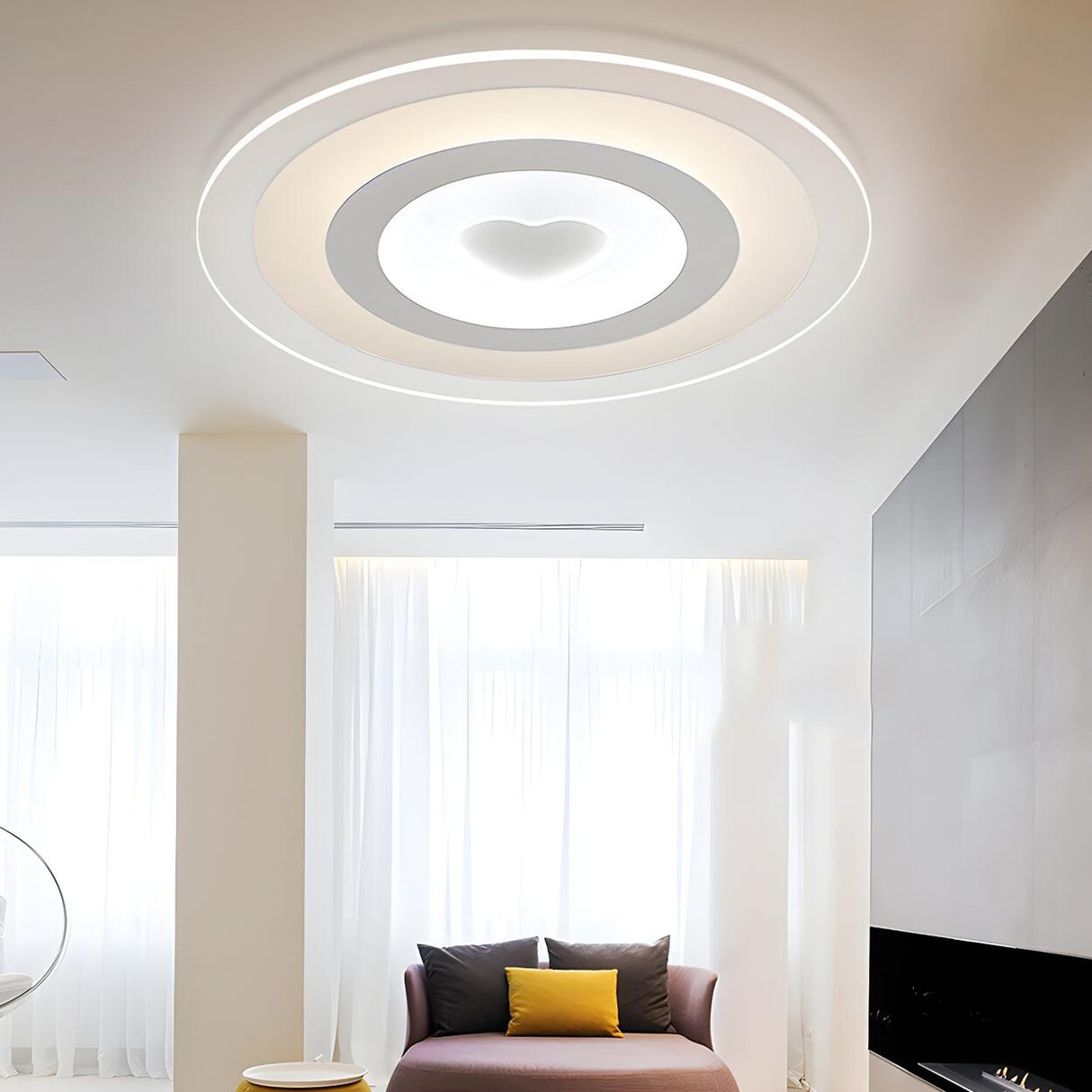 Living Room Round Heart Pattern LED Flush Mount Light Image - 4
