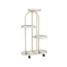 Living Room Round Metal Multi-Tier Plant Stand Cream Image - 2