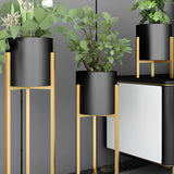 Living Room Round Metal Tripod Pot Plant Stand Gold Image - 13