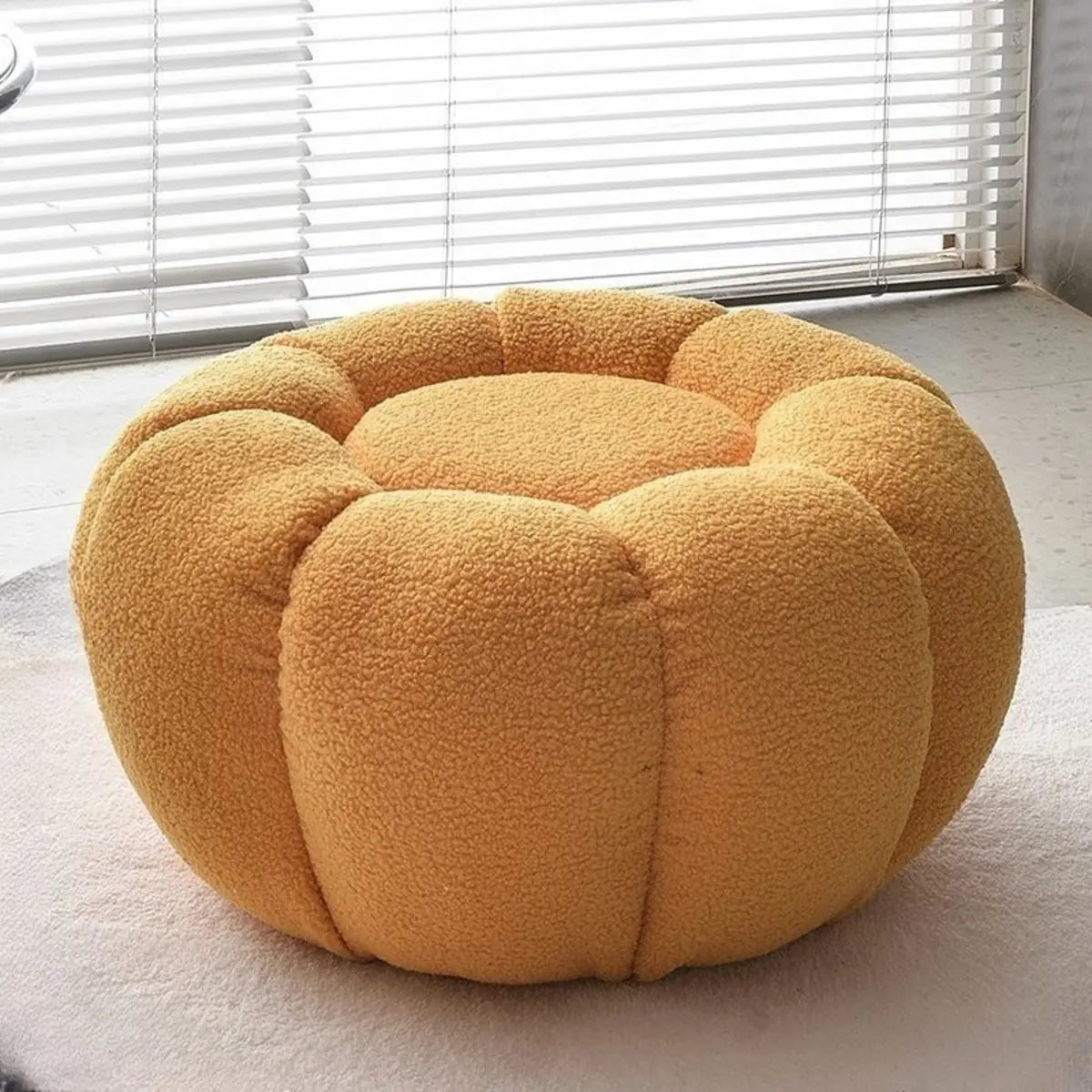 Living Room Round Pumpkin Tech Cloth Medium Ottoman Image - 10