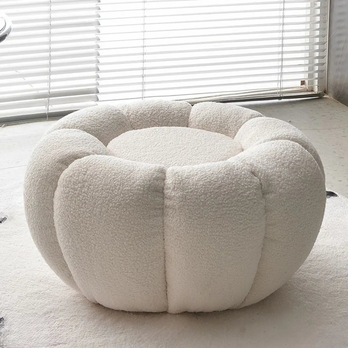 Living Room Round Pumpkin Tech Cloth Medium Ottoman Image - 11