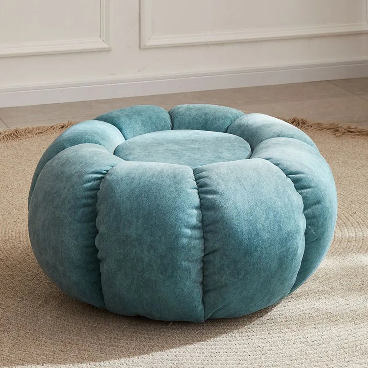 Living Room Round Pumpkin Tech Cloth Medium Ottoman Image - 17