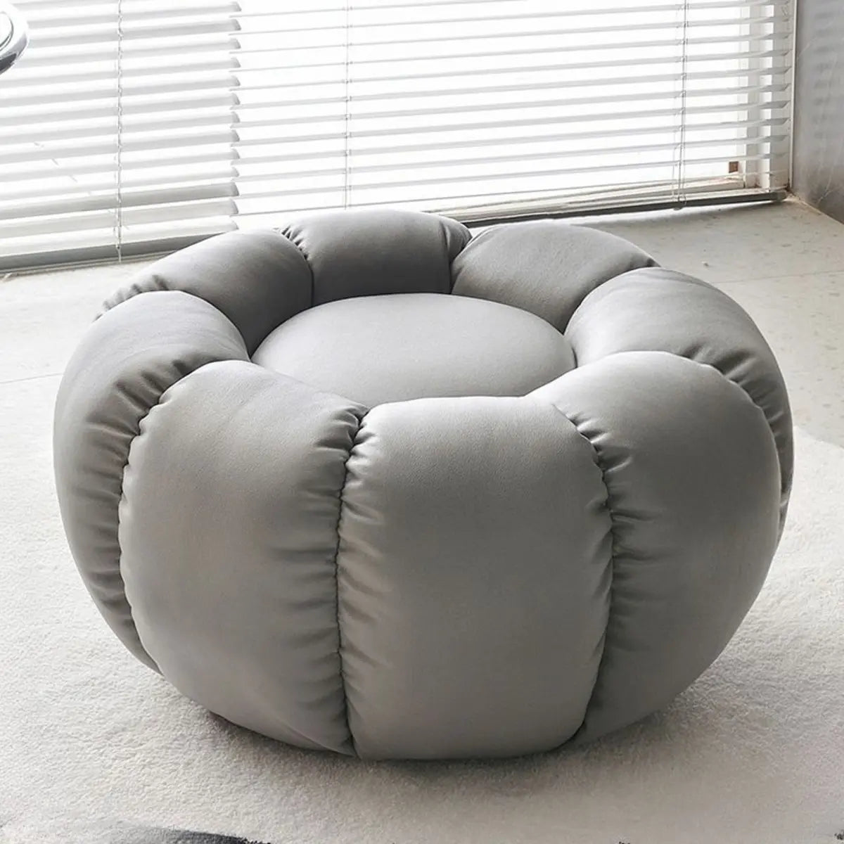 Living Room Round Pumpkin Tech Cloth Medium Ottoman Image - 18